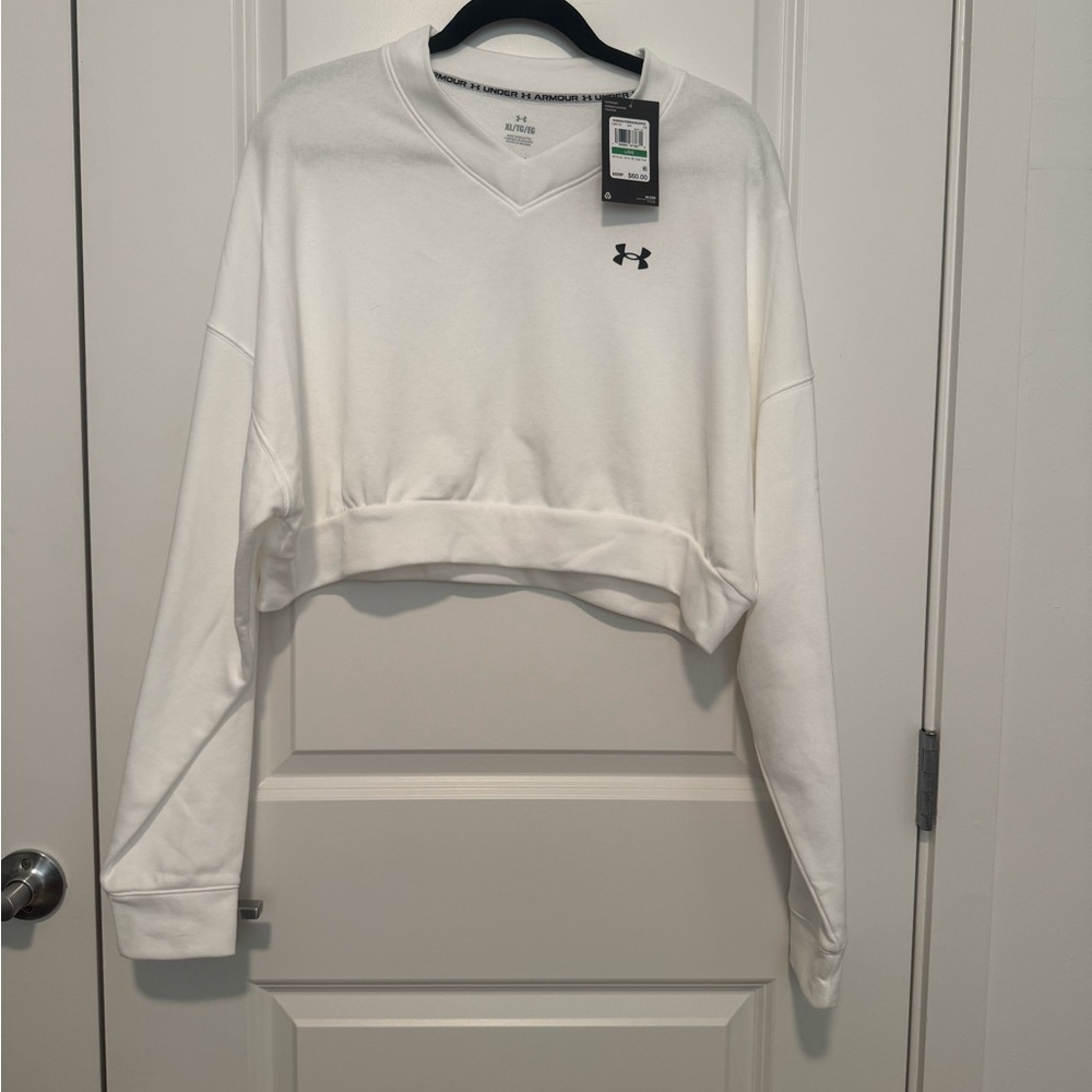 Under Armour White Boxy Cropped Hoodie